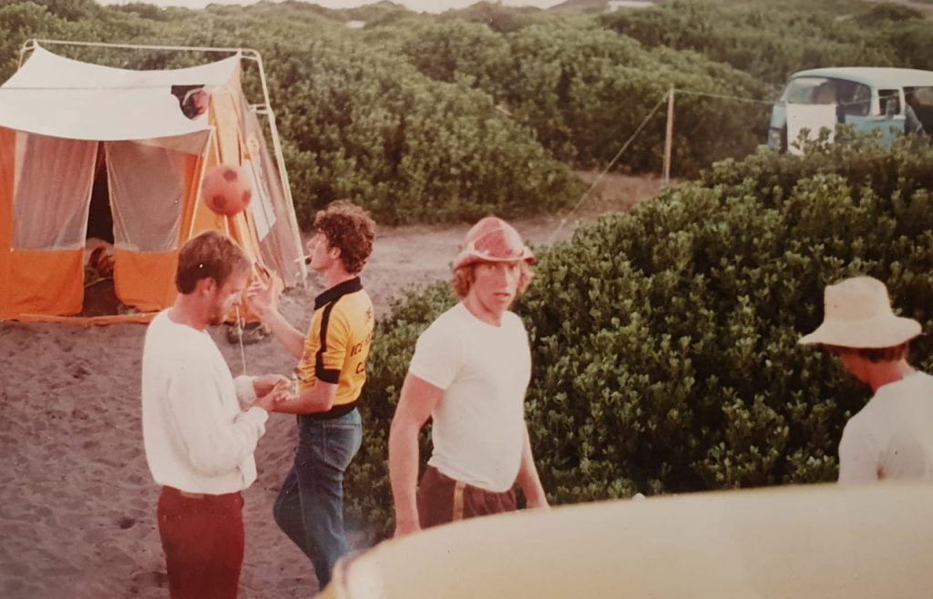 A photo of young people camping at Catherine Hill Bay, NSW.