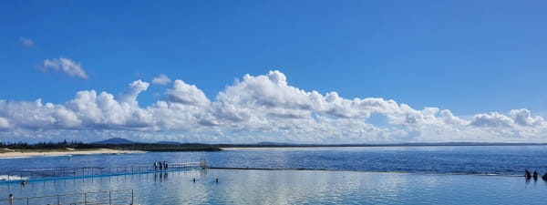 The view from Main Beach, Forster - looking out to sea, beyond the rock pool.