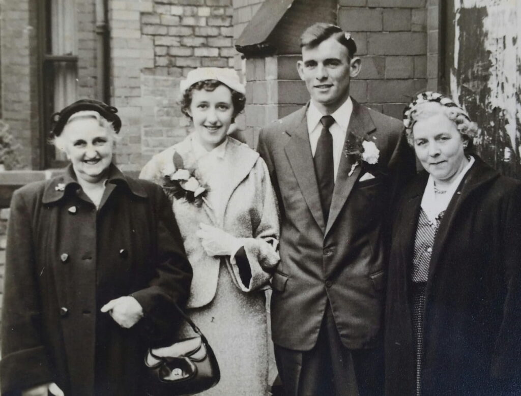 An old 'black and white' photo taken at Mum and Dad's wedding.