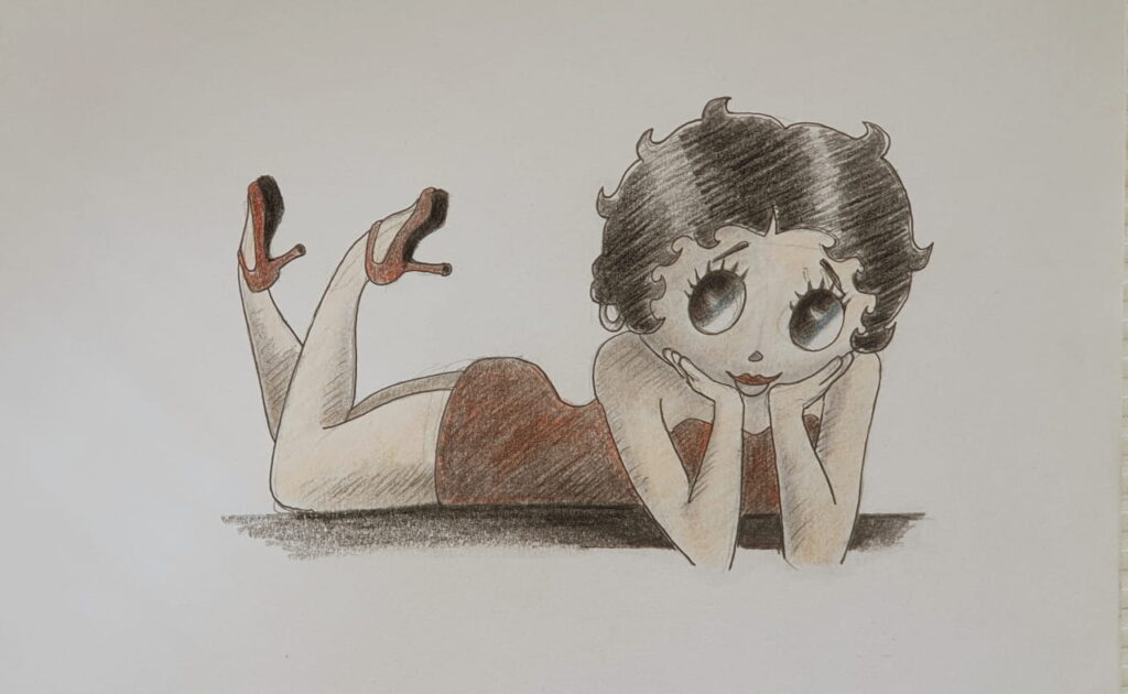 A graphite drawing of Betty Bop