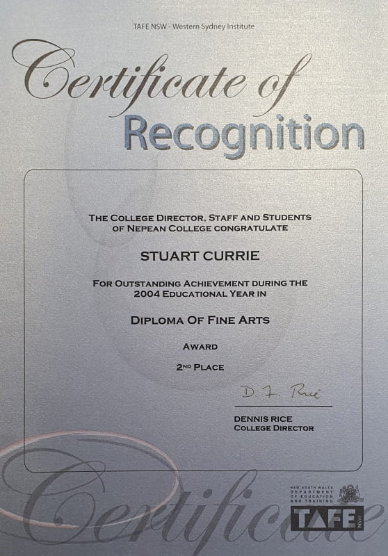 Stuart Ian Currie recognition award - TAFE NSW, 2004.